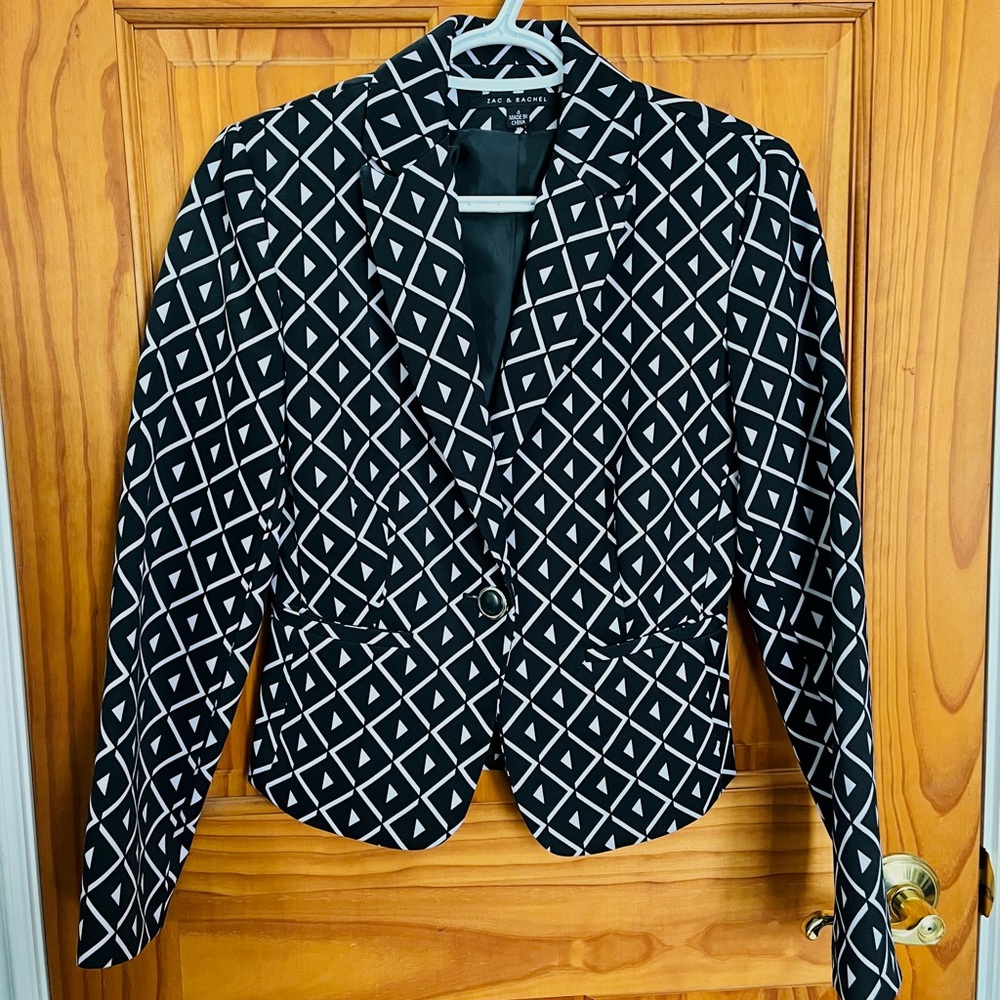 Zac & Rachel Black and White Geometric Blazer